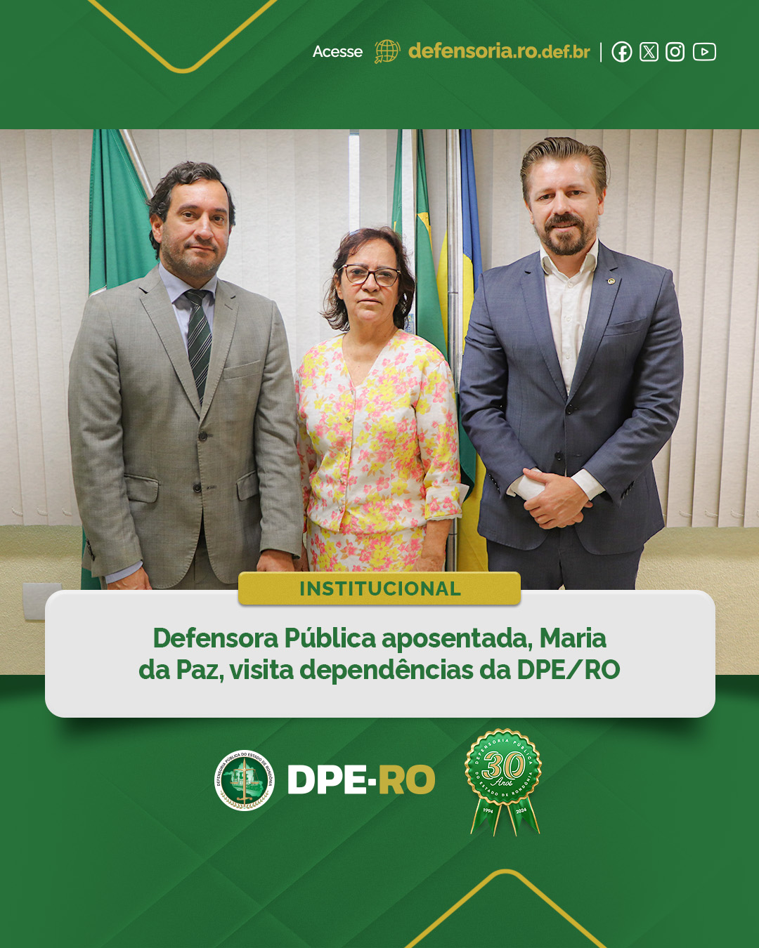 Defensora Pública aposentada, Maria da Paz, visita dependências da DPE/RO