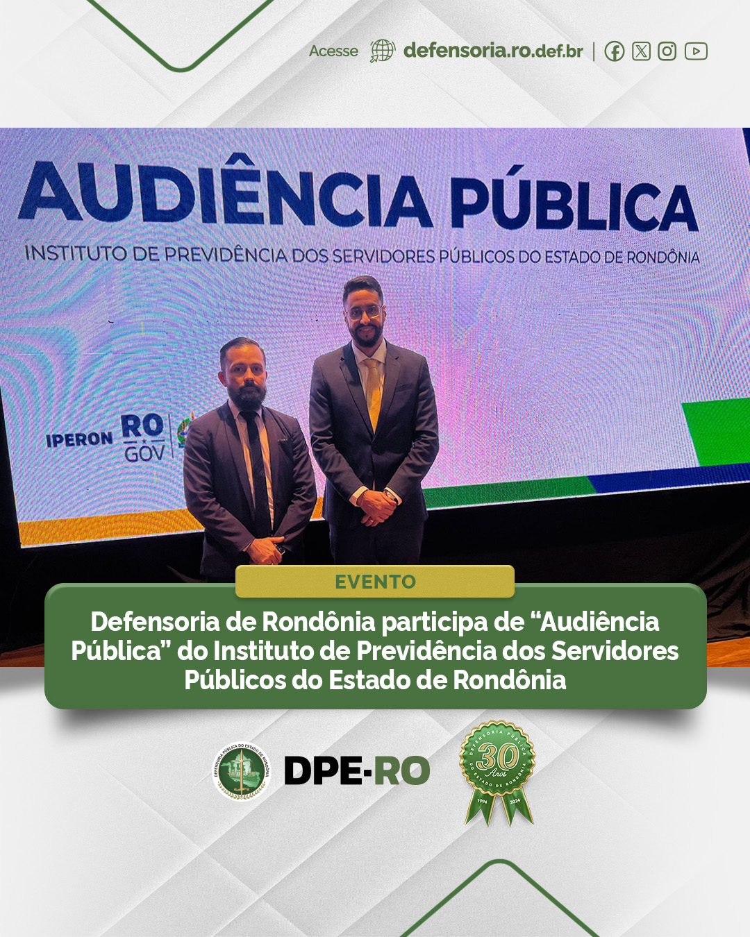 Defensoria de Rondônia participa de “Audiência Pública” do Instituto de Previdência dos Servidores Públicos do Estado de Rondônia
