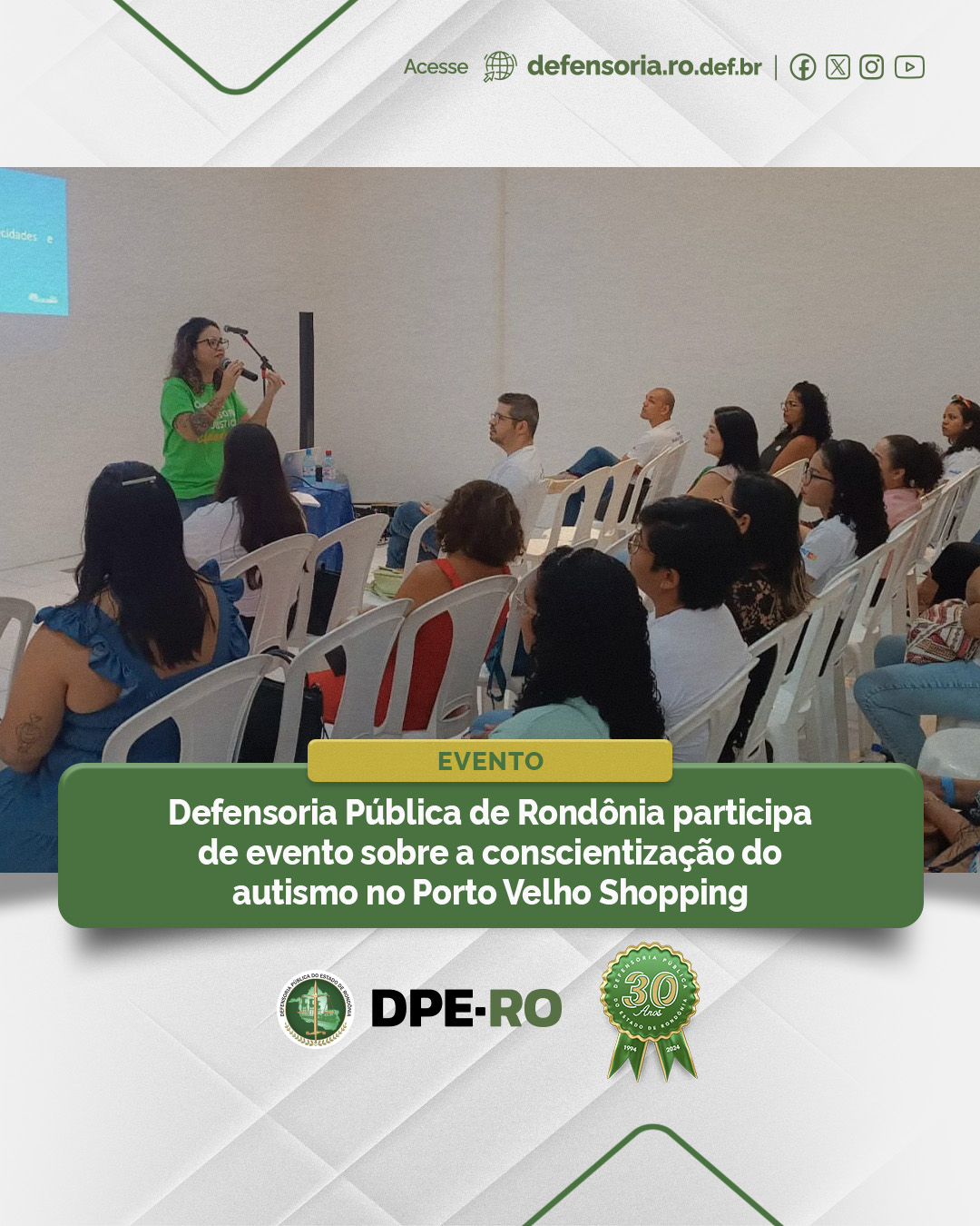 Defensoria Pública de Rondônia participa de evento sobre a conscientização do autismo no Porto Velho Shopping